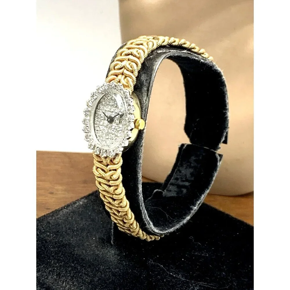 Jules Jurgensen Women's Watch Vintage Cocktail 14k Gold Diamond Swiss Quartz